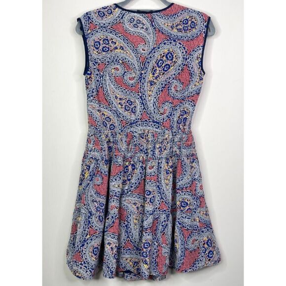 J. Crew Silk Paisley Smocked Sleeveless V-Neck Dress Women's Size 2 - Picture 2 of 9